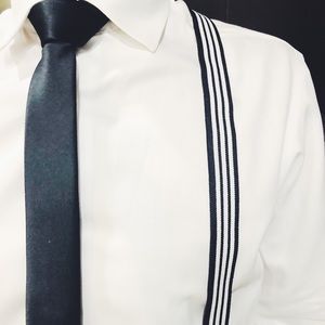 Black & White Pinstripe Suspenders